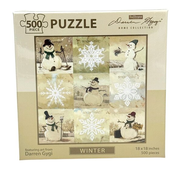 Darren Gygi Winter Snowman 500 Pc Puzzle 18x18 Inch Art Holiday Theme NIB - Picture 1 of 5